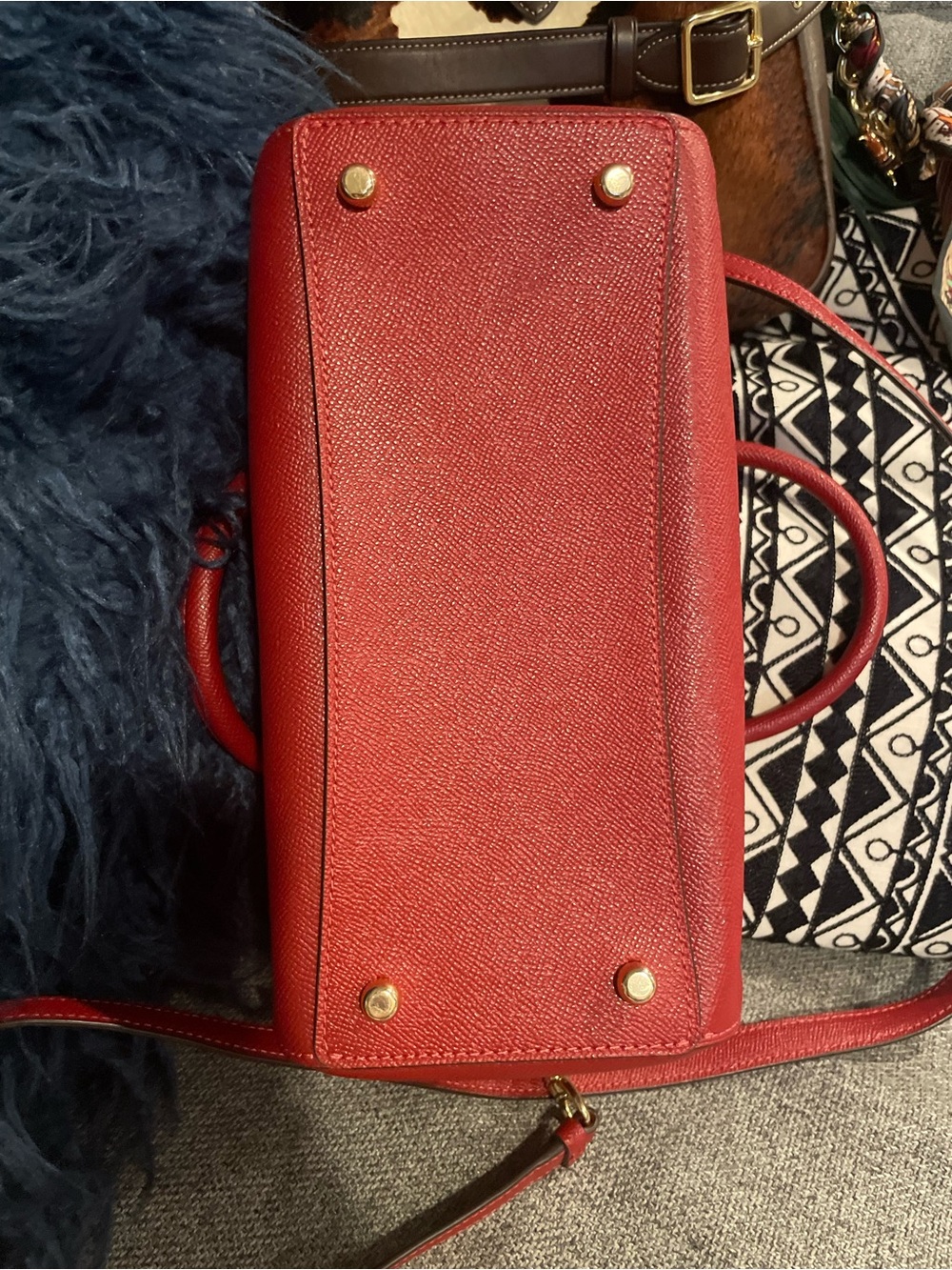 Coach Red Leather Rowan Satchel with Top Handles and Crossbody Strap - Picture 9 of 10